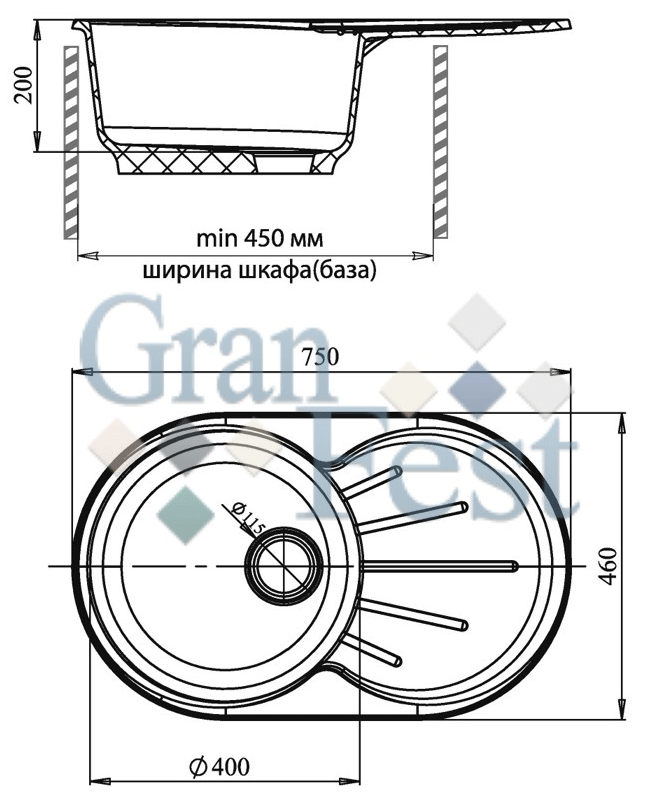 

Кухонная мойка GranFest GF-R750L, GF-R750L (красный марс)