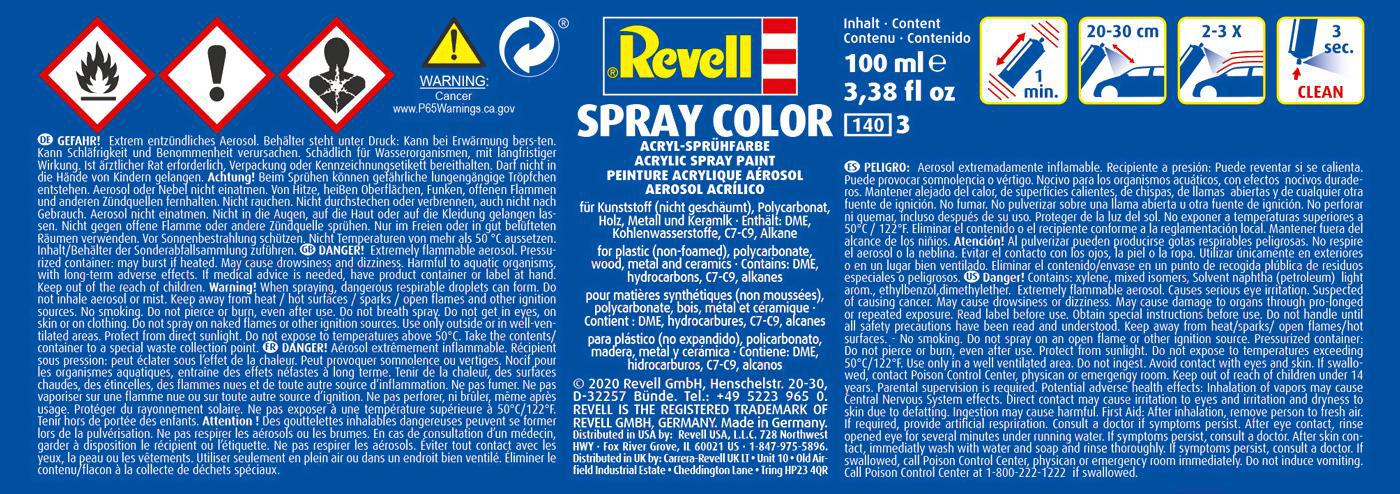

Краска для рисования Revell аэрозольная акриловая 100 мл песчано-желтый матовый [34116], Краска для рисования Revell аэрозольная акриловая 100 мл 34116 песчано-желтый матовый