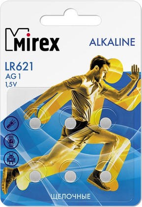 

Батарейка Mirex AG1/LR621 [23702-LR621-E6], Батарейка Mirex AG1/LR621 23702-LR621-E6