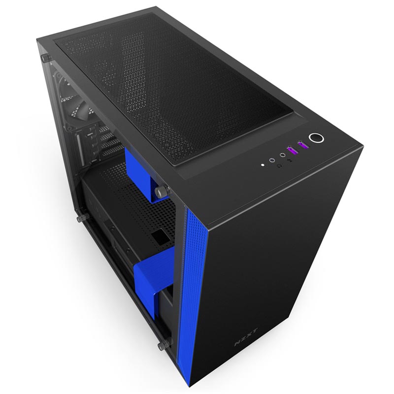 

Корпус для компьютера NZXT H400i без БП mATX Matte Black/Blue [CA-H400W-BL], H400i без БП mATX