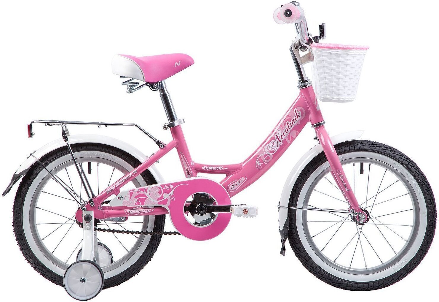 

Велосипед детский Novatrack Girlish Line 16'' розовый [165AGIRLISH.PN9], Детский велосипед Novatrack Girlish line 16 (розовый/белый, 2019)