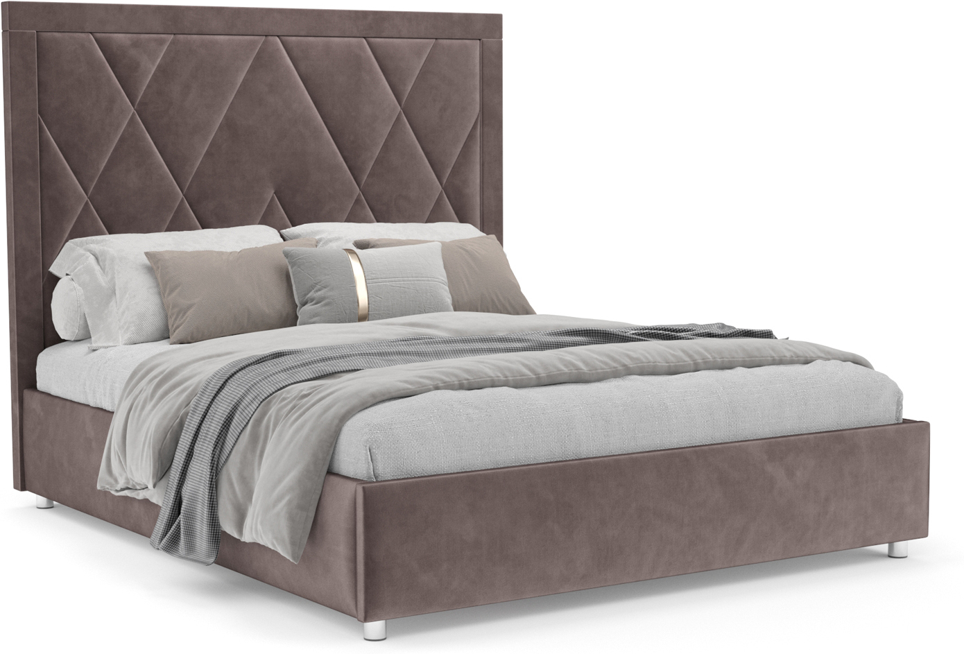 

Кровать Mebel-Ars Треви 160 бархат серо-шоколадный Star Velvet 60 Coffee (М1-17-3)