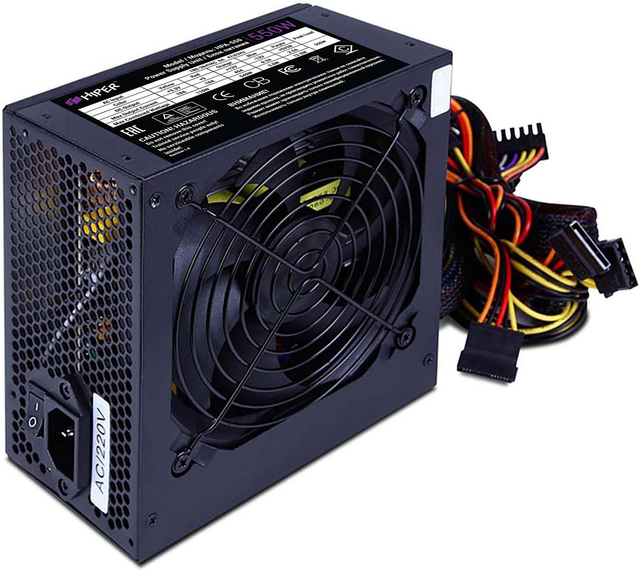 

Блок питания Hiper Блок питания HIPER HPA-550 (ATX 2.31, 550W, Active PFC, 80Plus, 120mm fan, черный) BOX OK, Блок питания для компьютеров Hiper HPA-550