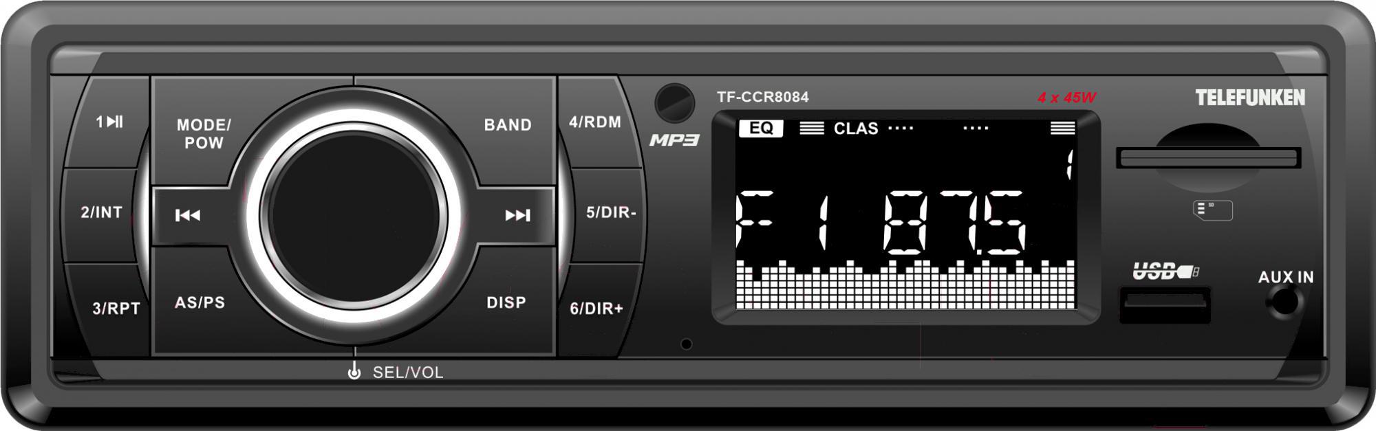 

Автомагнитола Telefunken TF-CCR8084 черный, TF-CCR8084