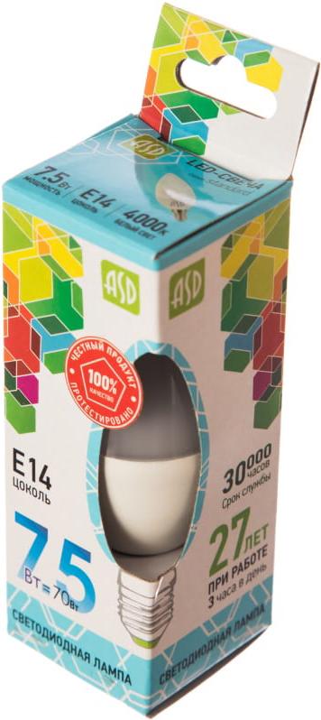 

Светодиодная лампа ASD LED-Свеча-standard E14 7.5 Вт 4000 К [4690612003931], LED-Свеча-standard E14 7.5 Вт 4000 К
