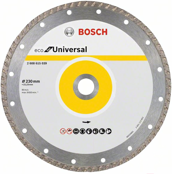 

Алмазный диск Bosch 2.608.615.048, Алмазный диск Bosch Turbo Eco Universal 230х22 мм 2608615048