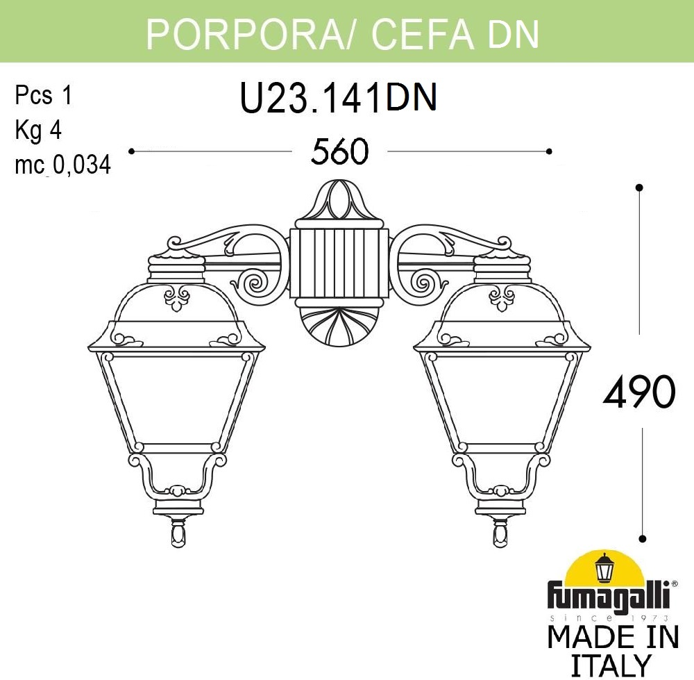 

Уличный настенный светильник Fumagalli U23.141.000.WYF1RDN