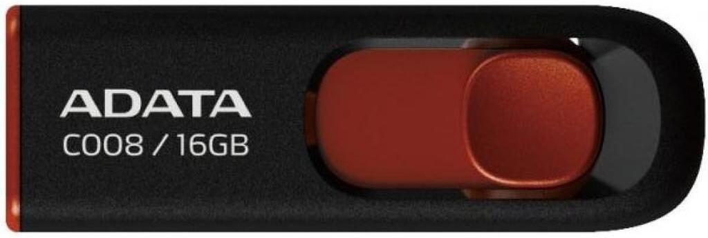 

USB Flash A-Data C008 Black+Red 16 Гб (AC008-16G-RKD), Флеш-накопитель A-Data 16GB AC008-16G-RKD