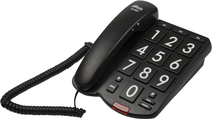 

Проводной телефон Ritmix RT-520 (черный), Проводной телефон Ritmix RT-520 Black