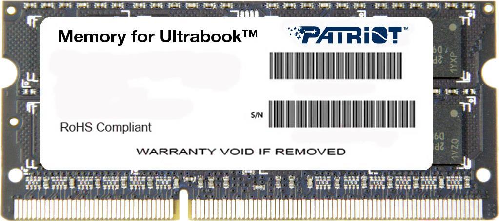 

Оперативная память DDR3 Patriot PSD34G1333L2S, Оперативная память Patriot Memory for Ultrabook 4GB DDR3 SO-DIMM PC3-10600 PSD34G1333L2S