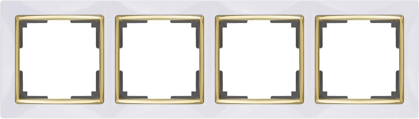 

Рамка для выключателя и розетки Werkel Snabb 4 поста WL03-Frame-04-white-GD белый/золото [a035255], Snabb 4 поста WL03-Frame-04-white-GD
