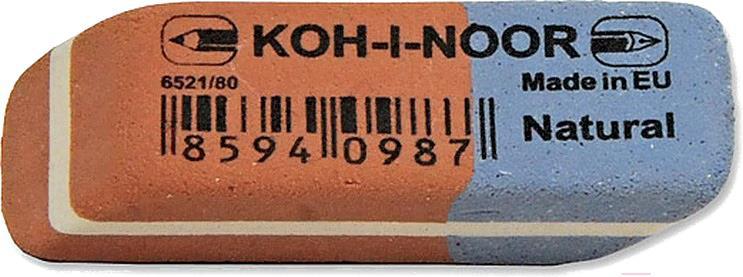 

Ластик Koh-i-Noor Blue Star 6521/80 каучук 41x14x8 мм скошенный красный/синий