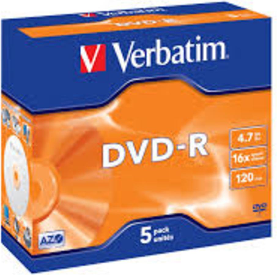 

Оптический диск Verbatim DVD-R 4.7Gb 16x Jewel case 5 шт [43519], DVD-R 4.7Gb 16x Jewel case 5 шт