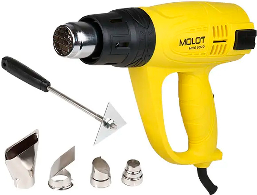 

Промышленный фен Molot MHG 6020 + набор сопл [MHG602000011], Промышленный фен Molot MHG 6020
