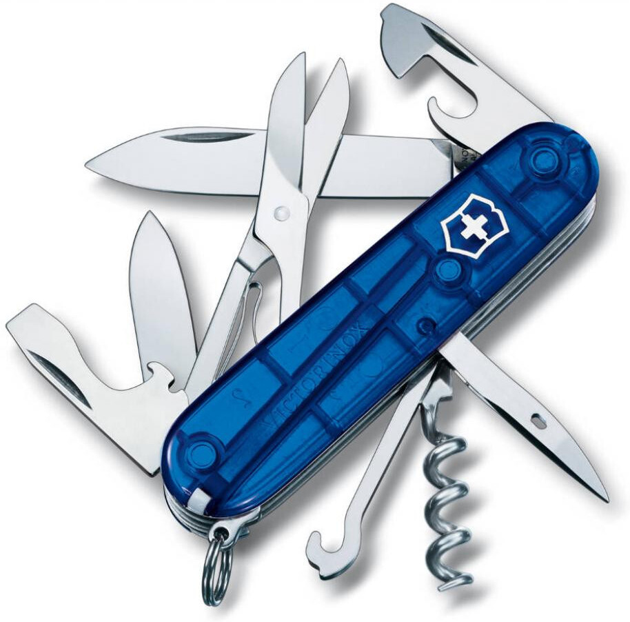 

Туристический нож Victorinox Climber 14 функций карт. коробка синий полупрозрачный [1.3703.T2], Туристический нож Victorinox Climber 14 функций карт. коробка 1.3703.T2 синий полупрозрачный