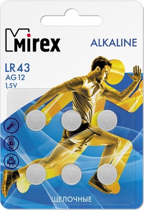 

Батарейка Mirex AG12/LR43 [23702-LR43-E6], Батарейка Mirex AG12/LR43 23702-LR43-E6