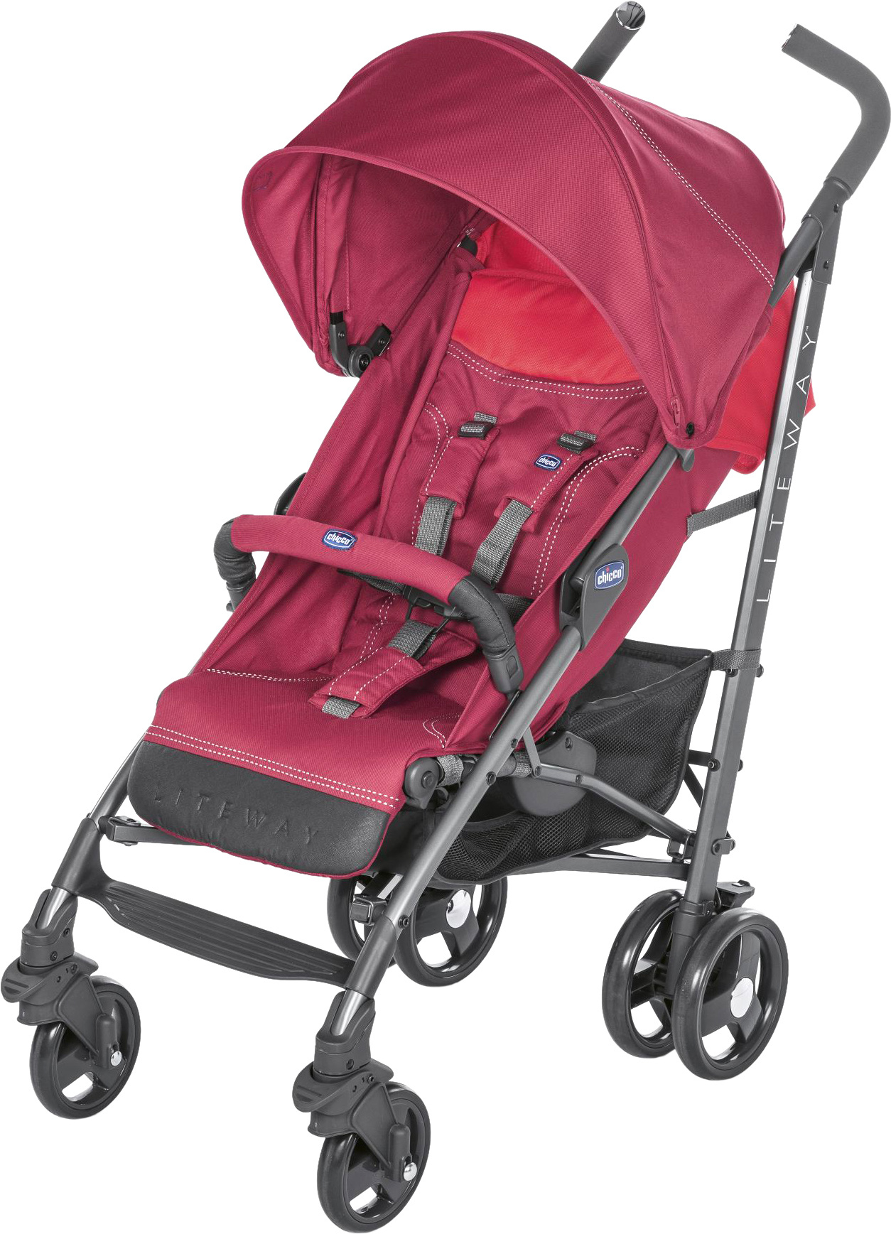 

Детская прогулочная коляска Chicco LITE WAY 3 TOP с бампером Red Berry [06079595850000], Коляска прогулочная «трость» Chicco Lite Way 3 Top (red berry)