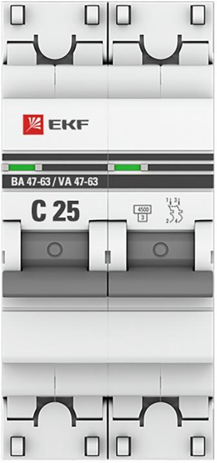 

Выключатель нагрузки EKF автоматический ВА 47-29 2P 25A C 4.5кА, Выключатель нагрузки EKF ВА 47-29 2P 25A C 4.5кА