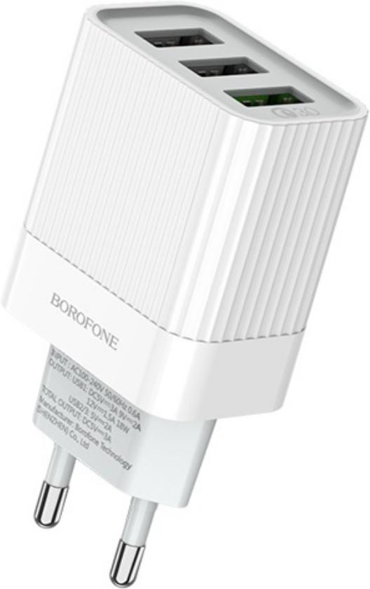 

Сетевое зарядное устройство Borofone BA40A Speedway 3xUSB QC 3.0 White [УТ000021834], BA40A Speedway 3xUSB QC 3.0