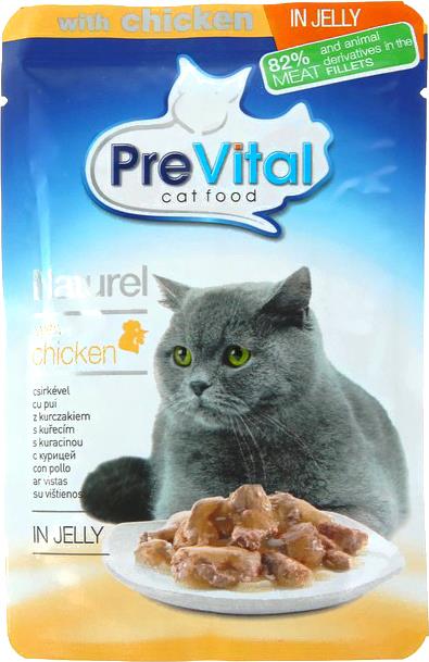 

Корм для кошек Prevital Naturel с курицей в желе (85г), Naturel с курицей в желе 85г