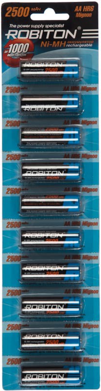 

Зарядное Robiton 2500MHAA-1 BL10 [БЛ08997] цена указана за 1шт, Аккумуляторная батарейка Robiton 2500MHAA-1 BL10 БЛ08997