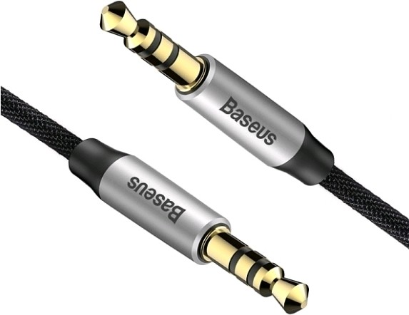 

Аудио кабель Baseus CAM30-BS1, Кабель Baseus CAM30-BS1 Yiven Audio Cable M30 AUX 3.5mm (M) to AUX 3.5mm (M) 1m Silver+Black