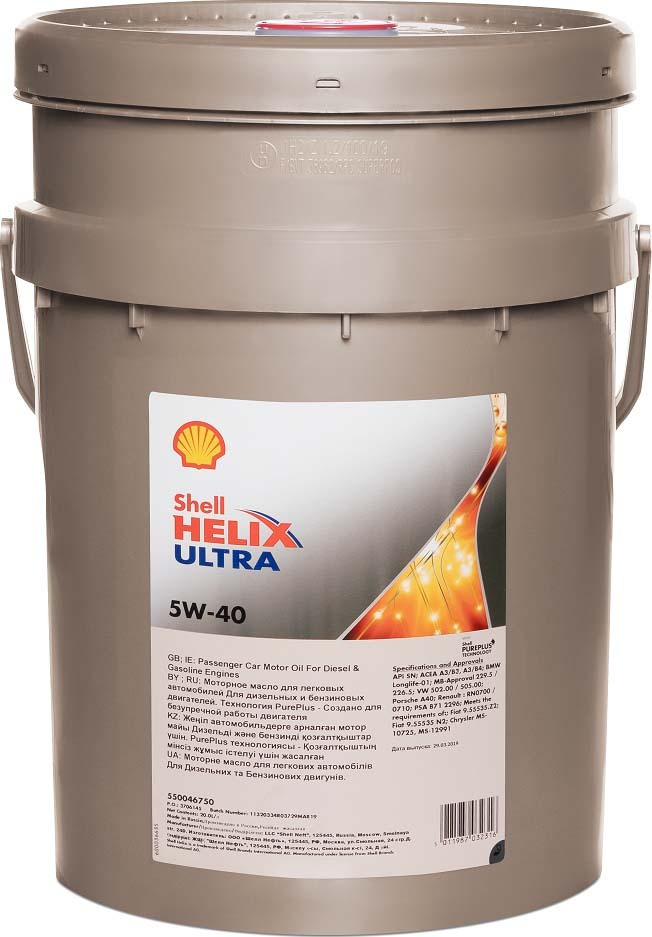 

Моторное масло Shell Helix Ultra 5W-40 20л (550054761)