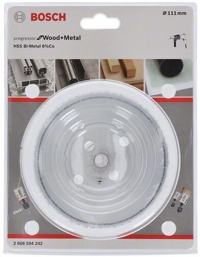 

Биметаллическая коронка Bosch PROGRESSOR 111мм 2608584659, Коронка Bosch Progressor 111мм 2.608.594.242