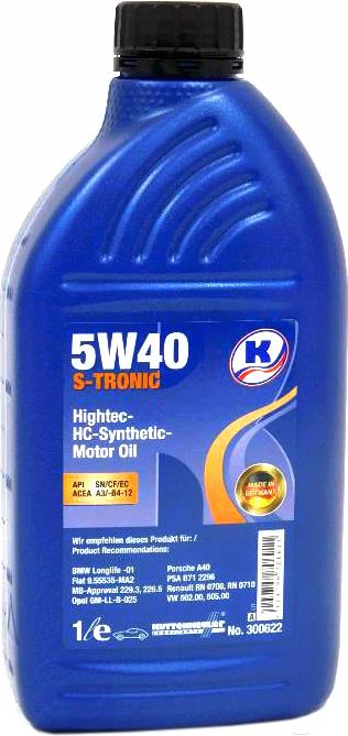 

Моторное масло Kuttenkeuler S-Tronic 5W40 1л [300622], S-Tronic 5W40 1л