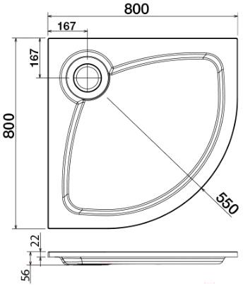 

Душевой поддон Cezares Tray-S-R-80-550-56-W, Tray-S-R-80-550-56-W