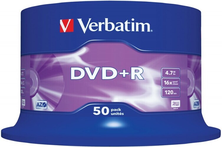 

Оптический диск Verbatim DVD+R 4.7Gb 16x DLP Matt Silver 50шт CakeBox [43550], Оптический диск Verbatim DVD+R 4.7Gb 16x DLP Matt Silver 50шт CakeBox 43550