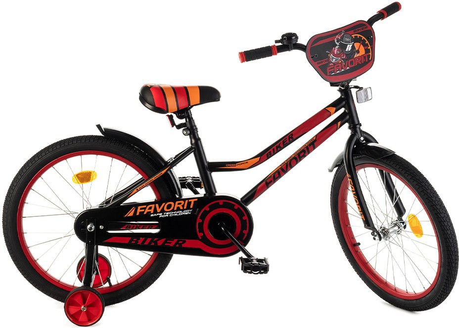 

Велосипед детский Favorit Biker 16'' оранжевый/черный [BIK-P16RD], Детский велосипед Favorit Biker 16 (черный/красный, 2019)