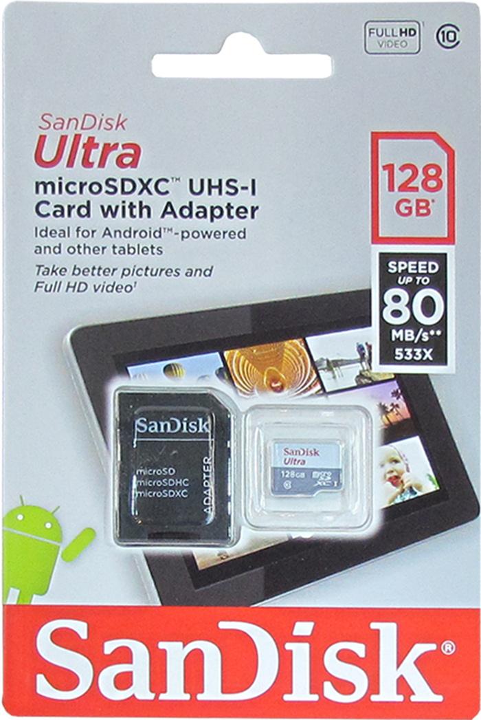 

Карта памяти SanDisk SD 128GB SDXC Class 10 UHS-I U1 Ultra 100MB/s [SDSDUNR-128G-GN6IN], SD 128GB SDXC Class 10 UHS-I U1 Ultra 100MB/s