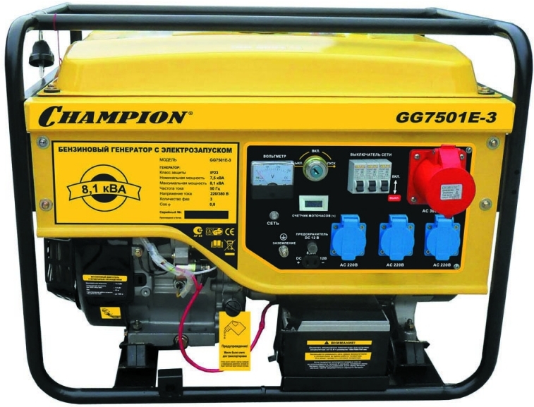 

Бензиновый генератор Champion GG7501E-3, Генератор Champion GG7501E-3