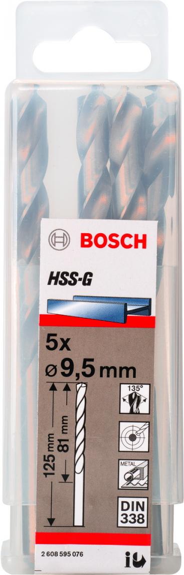 

Набор сверл Bosch 2.608.595.076 (5шт), HSS-G Standard 9.5мм по металлу