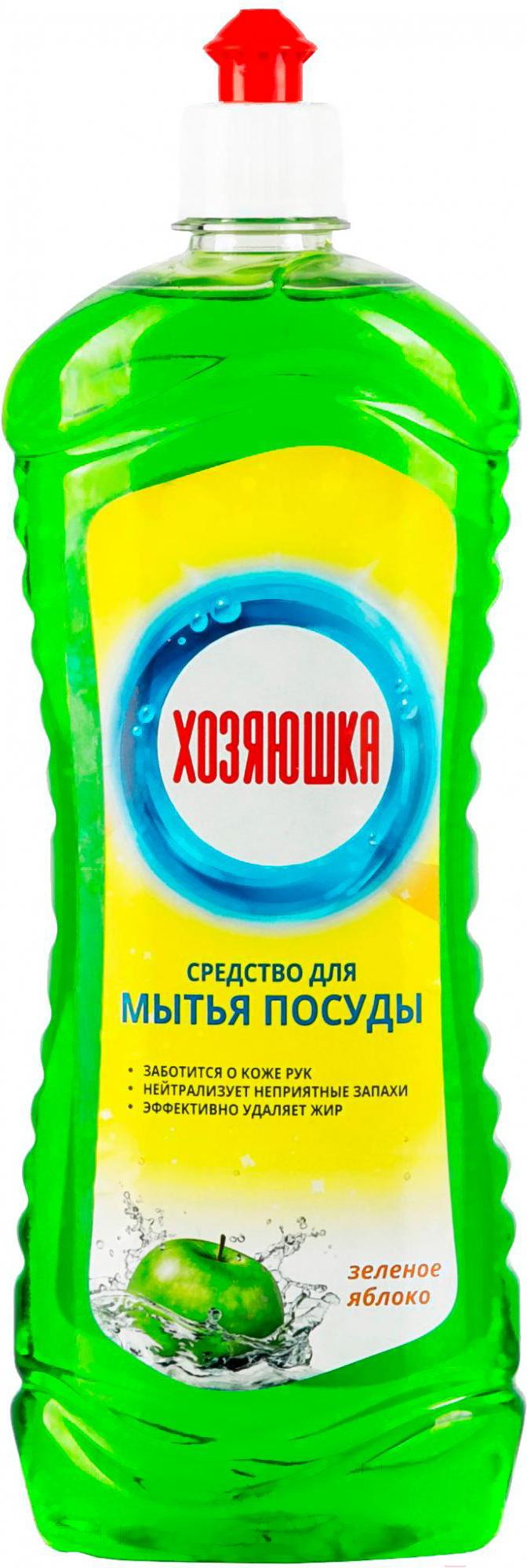 

Средство для мытья посуды Хозяюшка Зеленое яблоко (900мл), Средство для мытья посуды Хозяюшка Зеленое яблоко 900мл