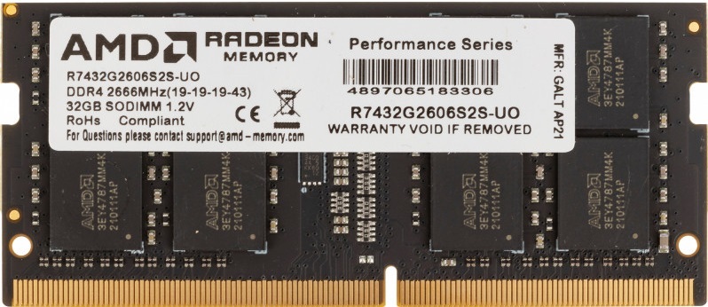 

Оперативная память AMD DDR4 32Gb 2666MHz [R7432G2606S2S-UO], Память DDR4 AMD R7432G2606S2S-UO (OEM)