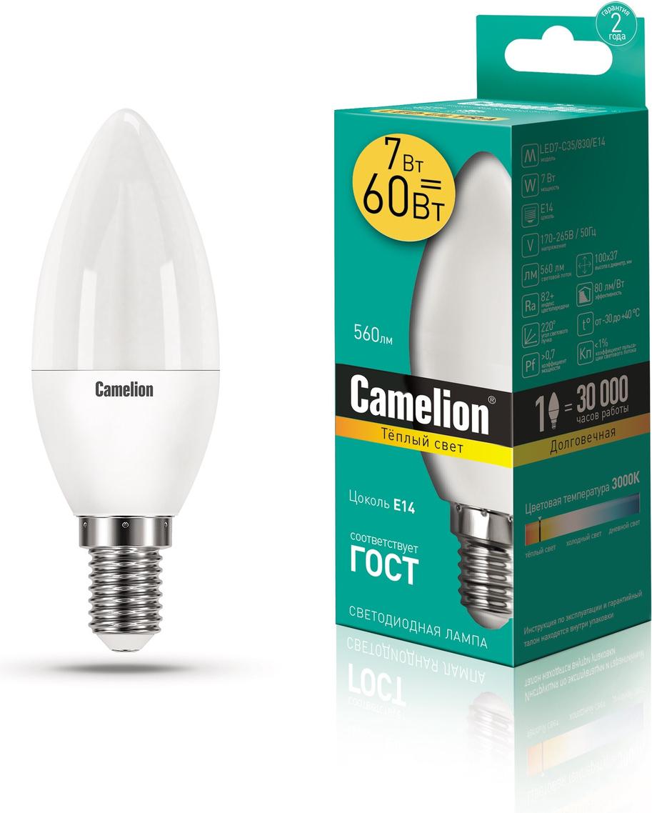 

Светодиодная лампочка Camelion LED7-C35/830/E14 [12073], Светодиодная лампочка Camelion LED7-C35/830/E14 12073