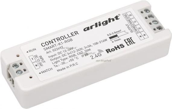 

Arlight Контроллер SMART-K1-RGB (12-24V, 3x3A) [022497], Контроллер SMART-K1-RGB (12-24V, 3x3A)