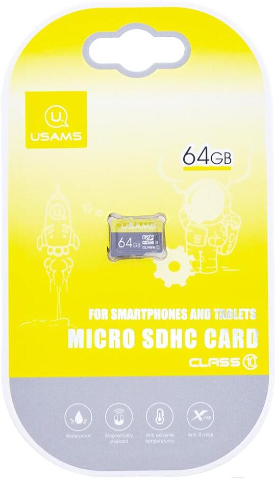 

Карта памяти Usams MicroSDHC 32Gb Class 10 USAMS US-ZB095 желтый [ZB95TF01], Карта памяти Usams US-ZB095 TF High Speed Card 64GB