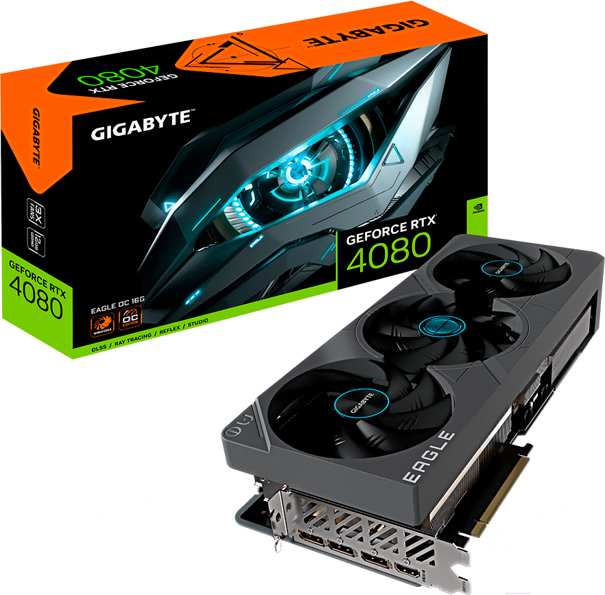 

Видеокарта Gigabyte GeForce RTX 4080 16GB Eagle GDDR6X RTL черный (GV-N4080EAGLE-16GD)