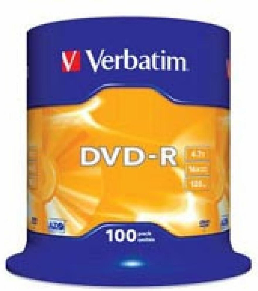 

Оптический диск Verbatim DVD-R 4.7Gb 16x Cake Box 100 шт [43549], Диск DVD-R Verbatim 4,7GB 16x Cake Box (100шт) 43549