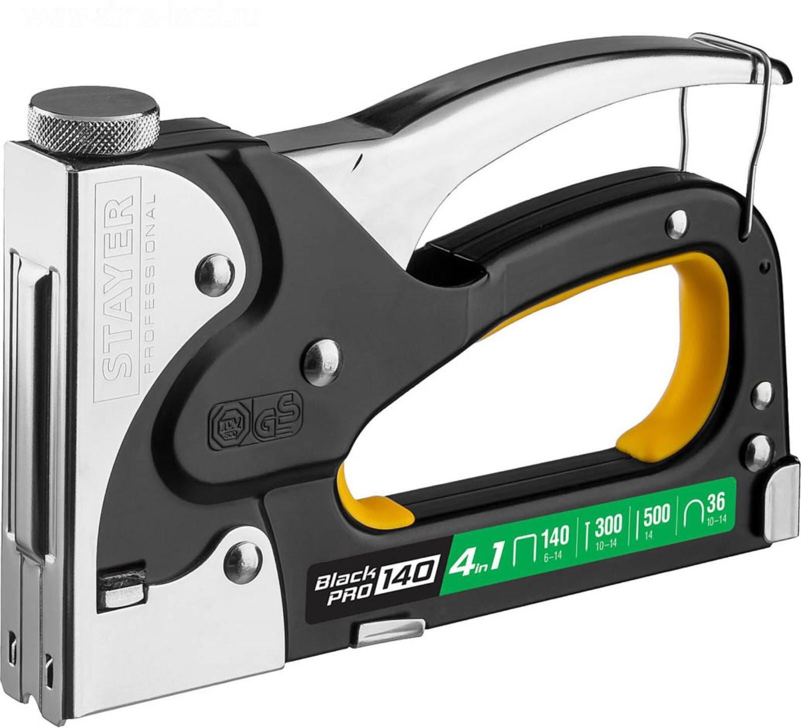 

Скобозабиватель, гвоздезабиватель, степлер Stayer BlackPro 140, Строительный степлер Stayer BlackPro 140 31510_Z01