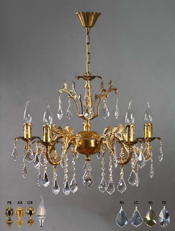 

AMBIENTE by BRIZZI 2118/5 AB Leaf crystal [2118/5 AB Leaf Crystal], Подвесная люстра AMBIENTE by BRIZZI 2118/5 AB Leaf crystal