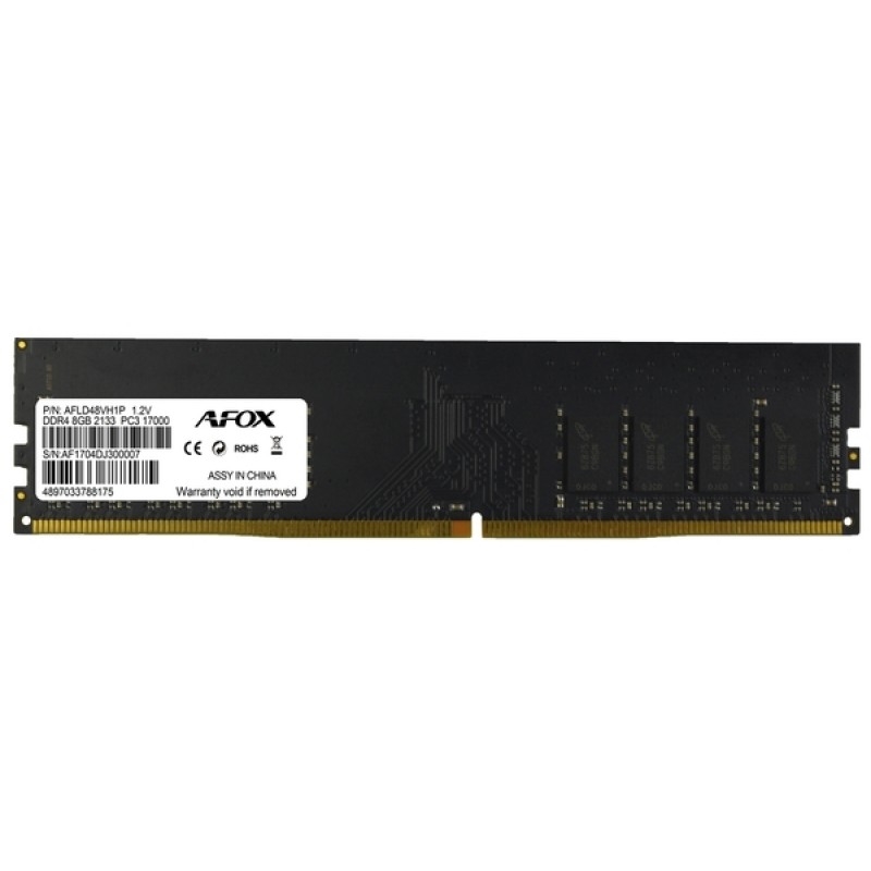 

Оперативная память Afox 8GB PC-19200 DDR4-2400 [AFLD48EH1P], 8GB PC-19200 DDR4-2400