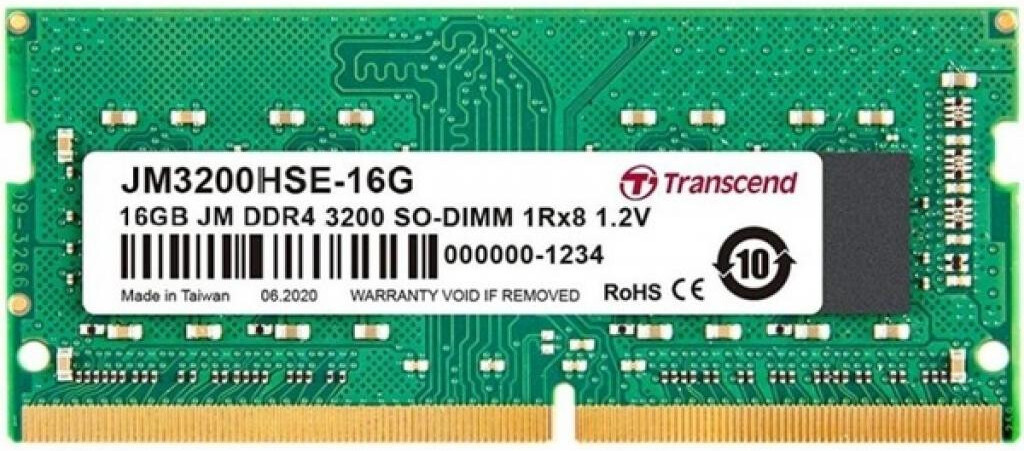 

Оперативная память Transcend 16GB JM DDR4 3200 SO-DIMM 1Rx8 2Gx8 [JM3200HSE-16G], Оперативная память Transcend JetRam 16GB DDR4 SODIMM PC4-25600 (JM3200HSE-16G)