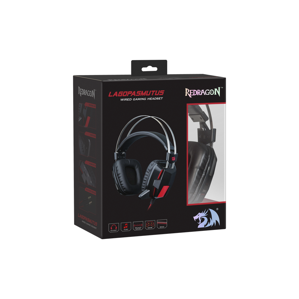 

Наушники (гарнитура) Redragon Lagopasmutus 2 Black/Red [75165], Наушники Redragon Lagopasmutus 2 75165 Black/Red