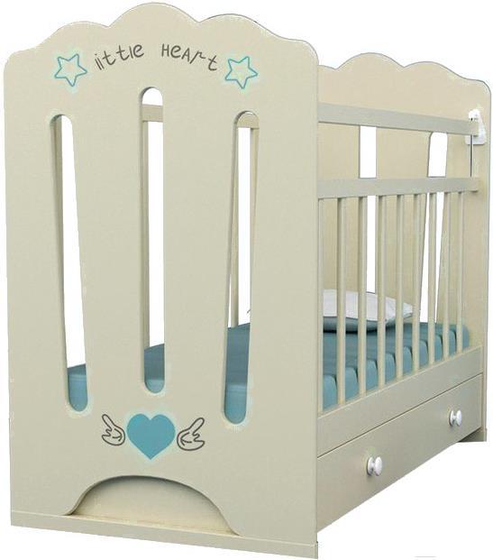 

Детская кроватка VDK Little Heart маятник-ящик слоновая кость, Little Heart маятник-ящик