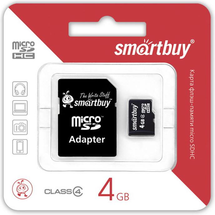 

Карта памяти Smart Buy microSDHC 4GB Сlass 4 (с адаптером SD) [SB4GBSDCL4-01], microSDHC 4GB Сlass 4 (с адаптером SD)