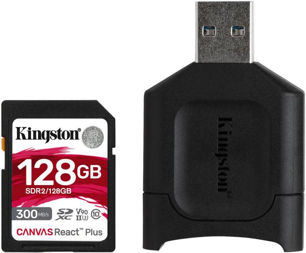 

Карта памяти Kingston SDXC Canvas React Plus 128 Гб UHS-II Class U3 V90 [MLPR2/128GB], SDXC Canvas React Plus 128 Гб UHS-II Class U3 V90